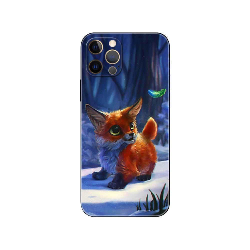 Niedliche Cartoon-Tier Fuchs Handyhülle für iPhone 5 5s 2020se 6 6s 7 8 plus x 10 XR XS 11 12 13 mini pro MAX schwarze TPU-Rückseite