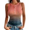 Women Sleeveless Button Front Ribbed Knit Tank Top Casual Fitted Henley Shirt for Summer Daily Wear