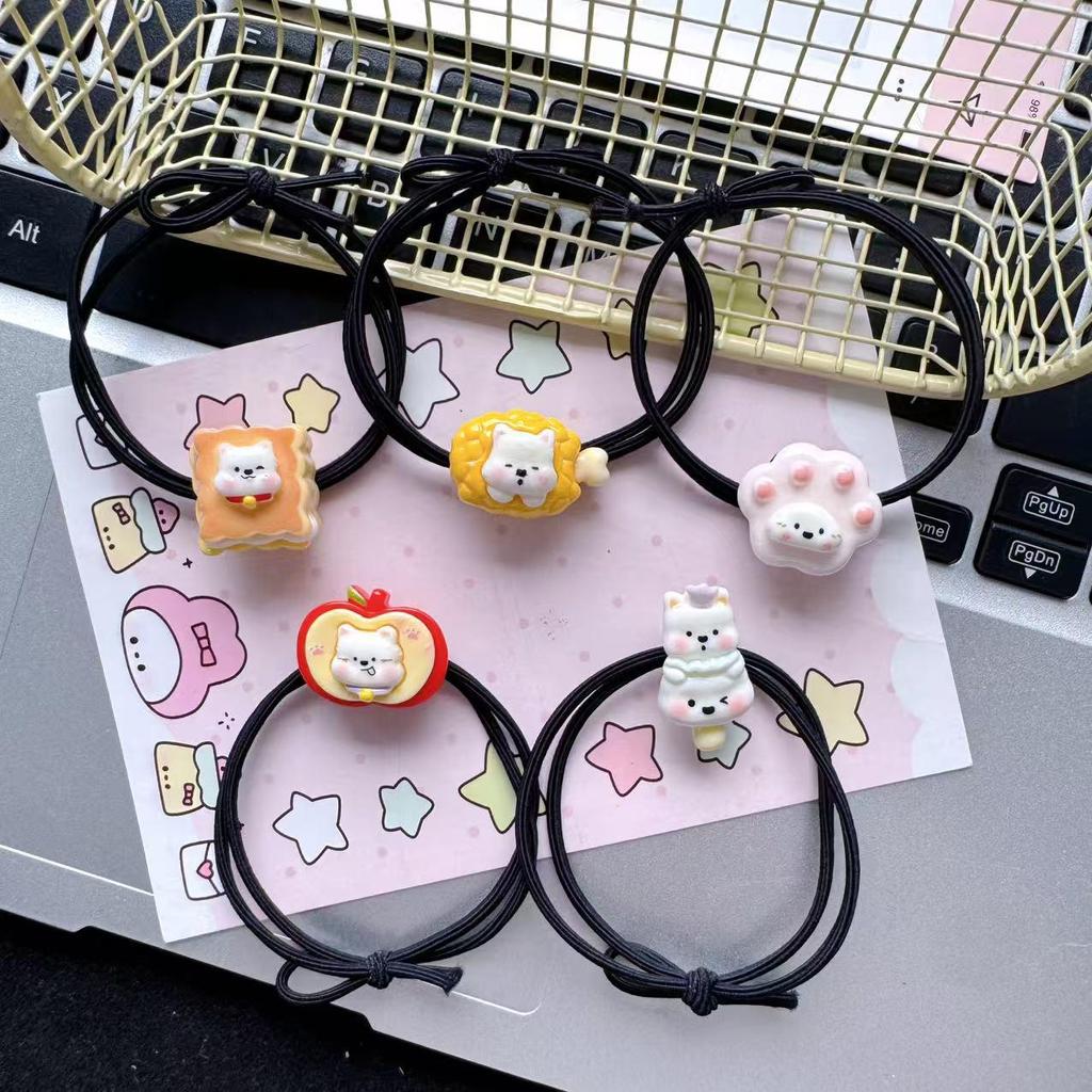 Westie Sweet Cartoon Fluffy Hair Tie - Girlish Rubber Band Headwear Accessory