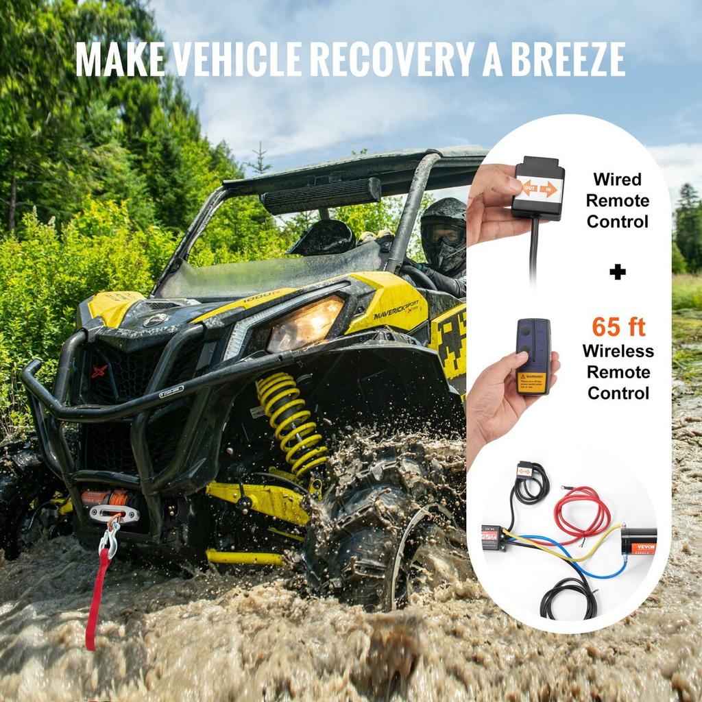 Elektrische Winde ATV UTV 4500 lb Synthetikseil Wasserdichte Fernbedienung