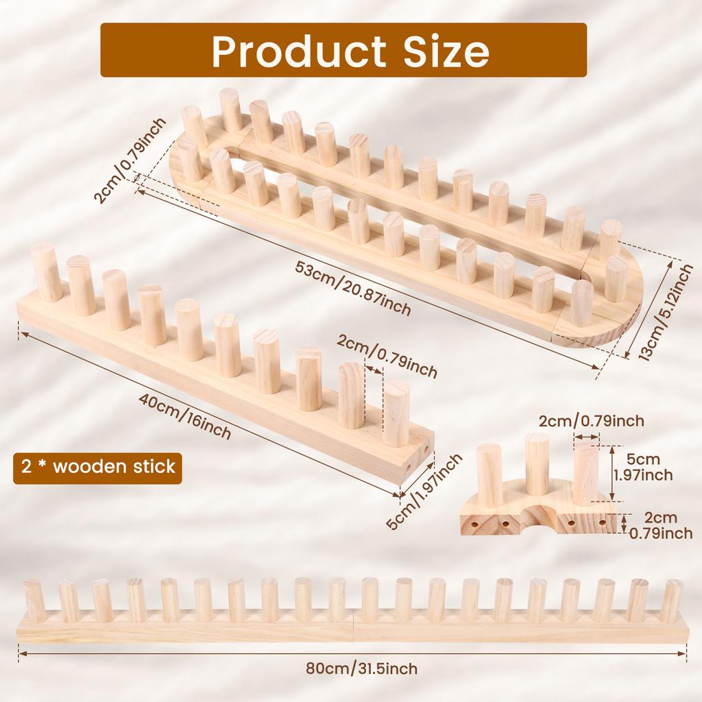 Chunky Blanket Loom Wood Knitting Frame DIY Throw Blanket Adjustable Hand Knitting Yarn Chunky Beginner Friendly Yarn Craft Gift