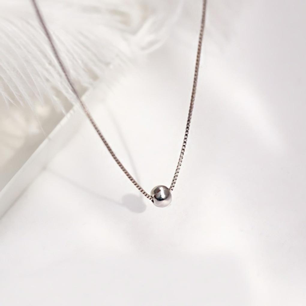Women's Simple Ball Chain 925 Silver Necklace 14K Gold Plated