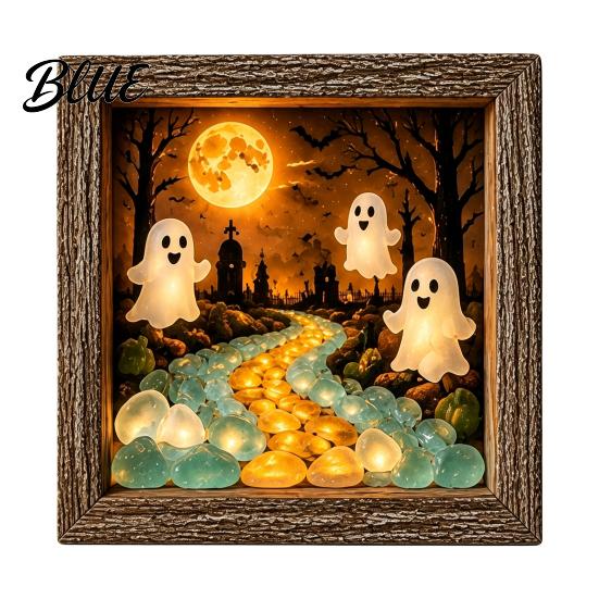 Unique Halloween Gifts Lighted Frame Ornaments Light Up Shadow Box Warm Ornaments Atmosphere LED Lights for Home Living Room Bedroom Decor