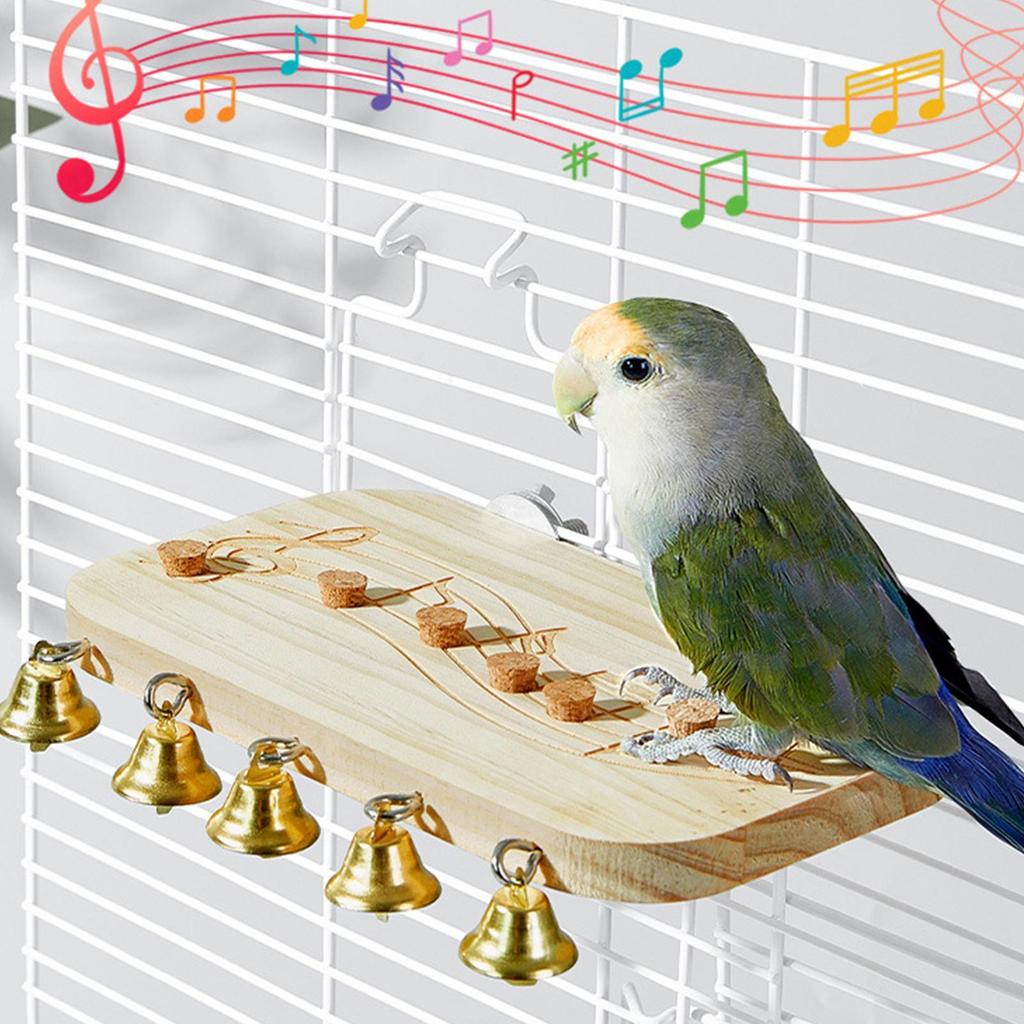 Bird Perches for Cage Wood Parrot Perch Swing Stand Chew Toys Pet Supplies with Bells for Cockatiel Lovebird Small Animals