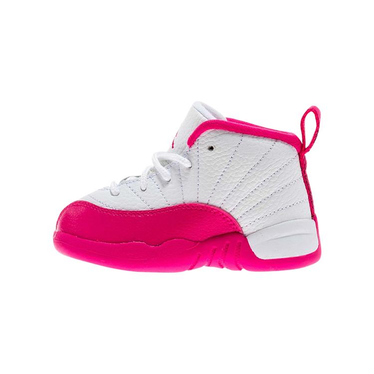 

новые Jordan Air Jordan 12 Retro Vivid Pink кроссовки со средней высотой для малышей белый розовый для младенцев и малышей 25