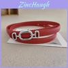 Vintage Style Twoply Leather Lady Belt With Brass Buckle For Fashion Accessories