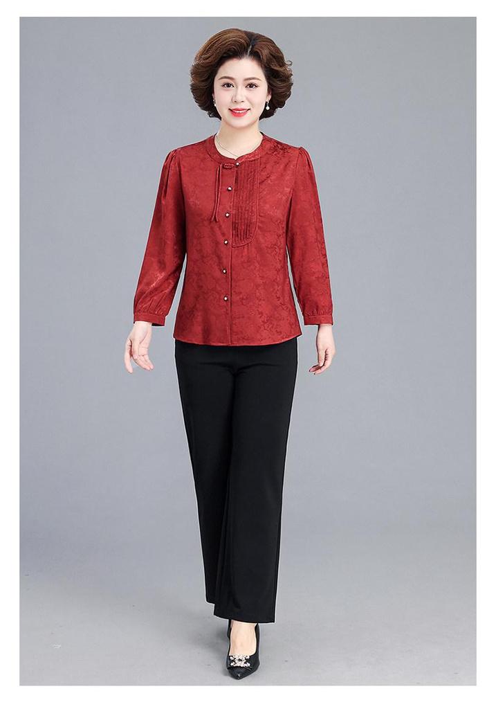 2026 Elegant Retro Jacquard Chinese Style Spring Top for Mothers, Perfect for Middle-Aged and Elderly Women