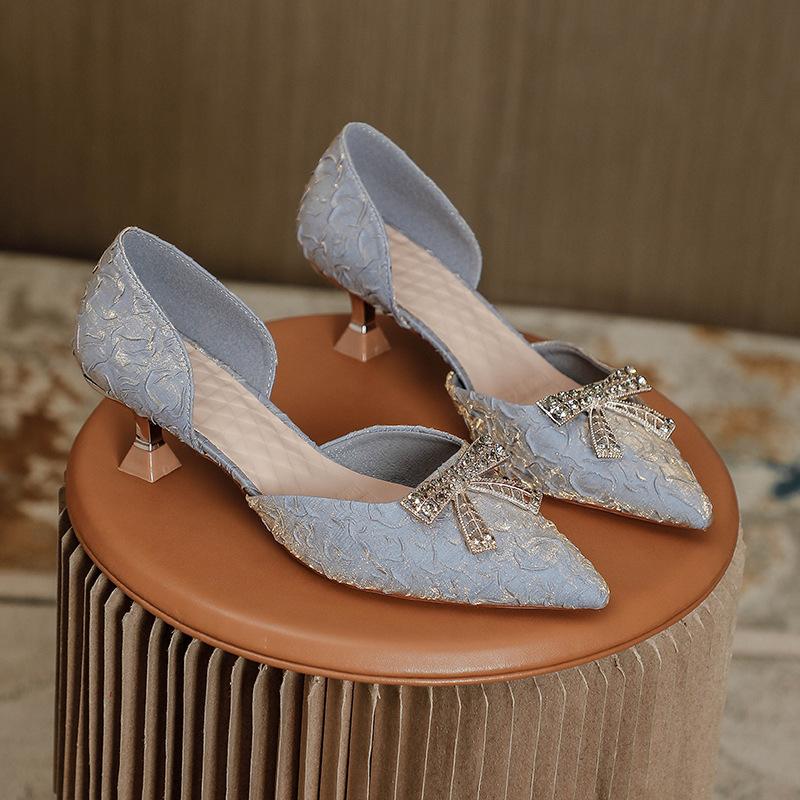 Sandals women's new women's fashion high-heeled stiletto mid-heeled pointed bag head hollow single shoes