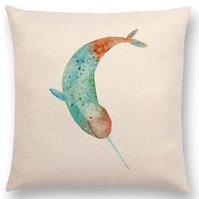 Newest Fashion Nordic Style Whale Cushion Cover Ocean Whales Home Pillow Case   Pillows Covers