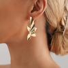 European and American Niche Glossy Flower Leaf Stud Earrings Hot-selling Simple and Versatile Commuter Earrings Metal Girls Earrings