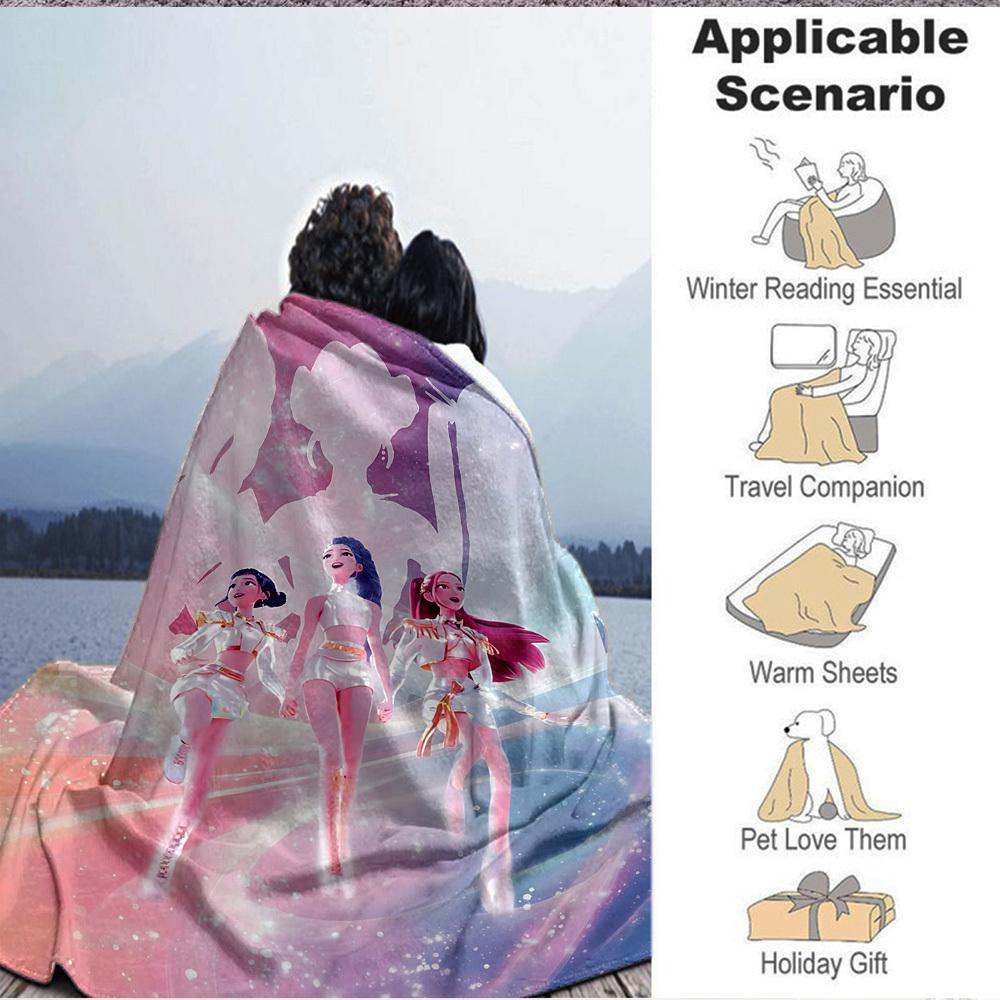 1pc HUNTRX, K POP Soft Comfortable Blanket Digital Print, All Season Multipurpose Knit Fabric Bedding, Office, Sofa Home Decor Blanket