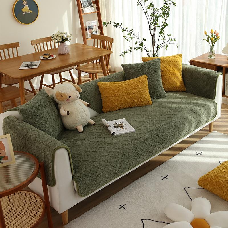 Winter Plush Sofa Cushion Simple Winter Thickened Cushion Leather New Non-Slip Sofa Cover All-Inclusive Cover Towel
