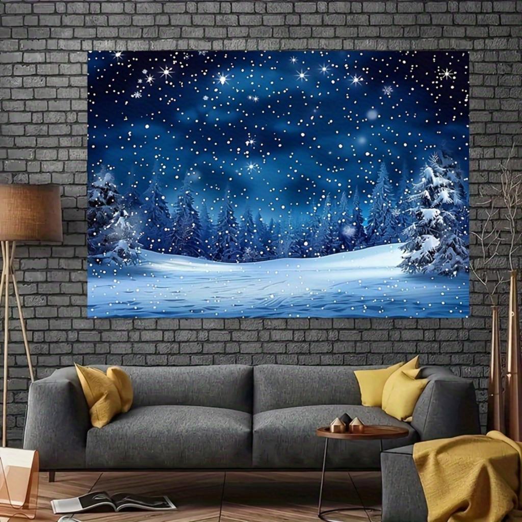1Pcs Christmas Night Sky Pine Decoration Background Winter Backdrop Decorations For Photo Studio Photo Booth Christams Party