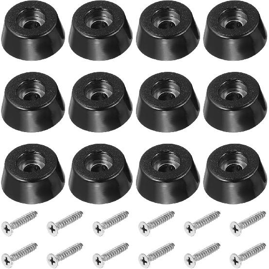 PATIKIL Cutting Board Feet, 12 Pack Round Rubber Feet Bumpers Non Slip Bumper Pads with Stainless Steel Screws for Furniture Chairs Desks Electronics
