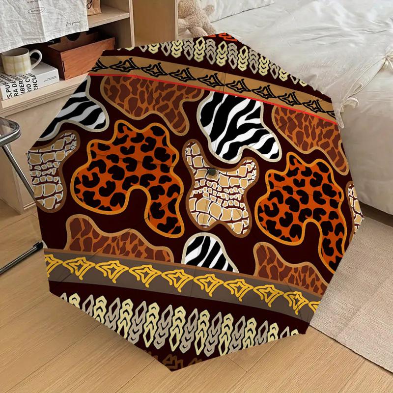 1PC Leopard Print Zebra Stripes Umbrella-8-Rib Reinforced Portable Folding Travel Suitable for All Seasons Outdoor Daily Use-G367