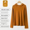 Women's Warm Ginger Velvet Hoodie: Versatile Spring/Autumn Solid Color Top