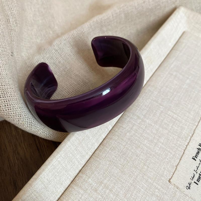 Wide Acrylic Bangles Smooth Glossy Surface Multicolor Marbled Pattern Perfect Womens Fashion Jewelry For Daily Wear Party