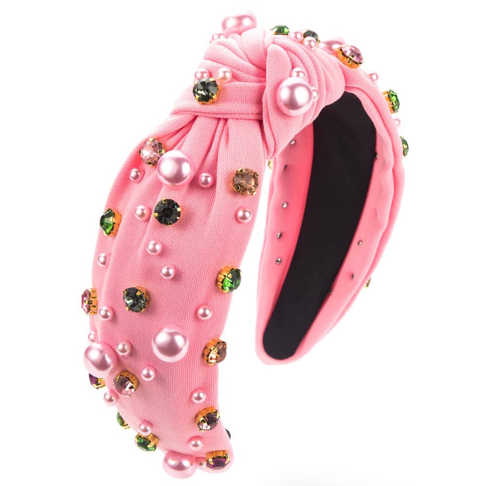 Neues Valentinstags-Stirnband Knoten Perlenstirnband Damen Modetrend Große und Kleine Perlen Haarband Haarschmuck