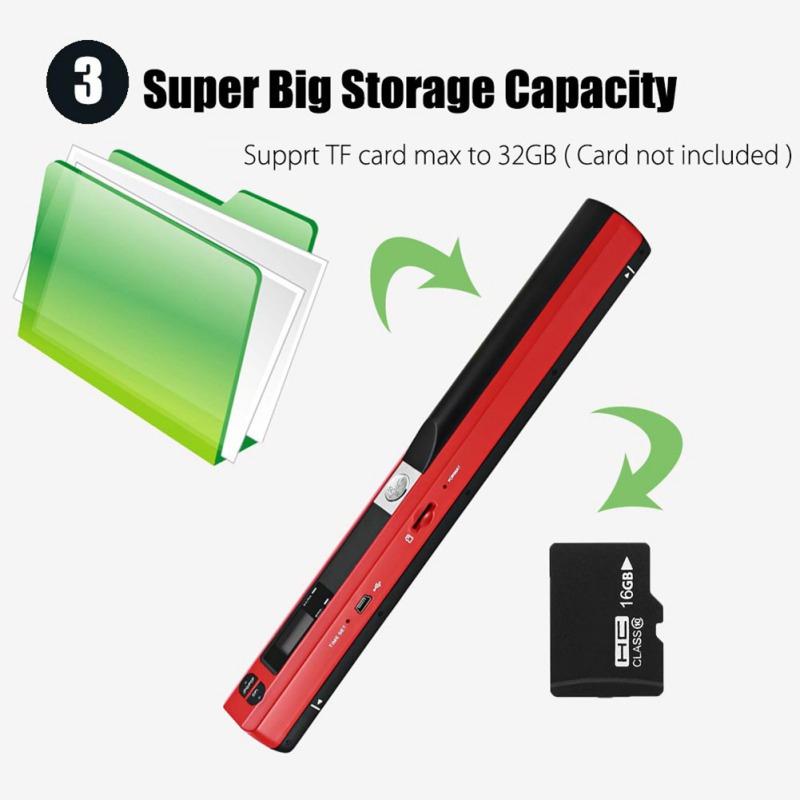 Tragbarer Scanner für Geschäftsbelege JPG/PDF-Formatauswahl Flaches Scannen 900 Dpi Dokumentenscanner Handheld