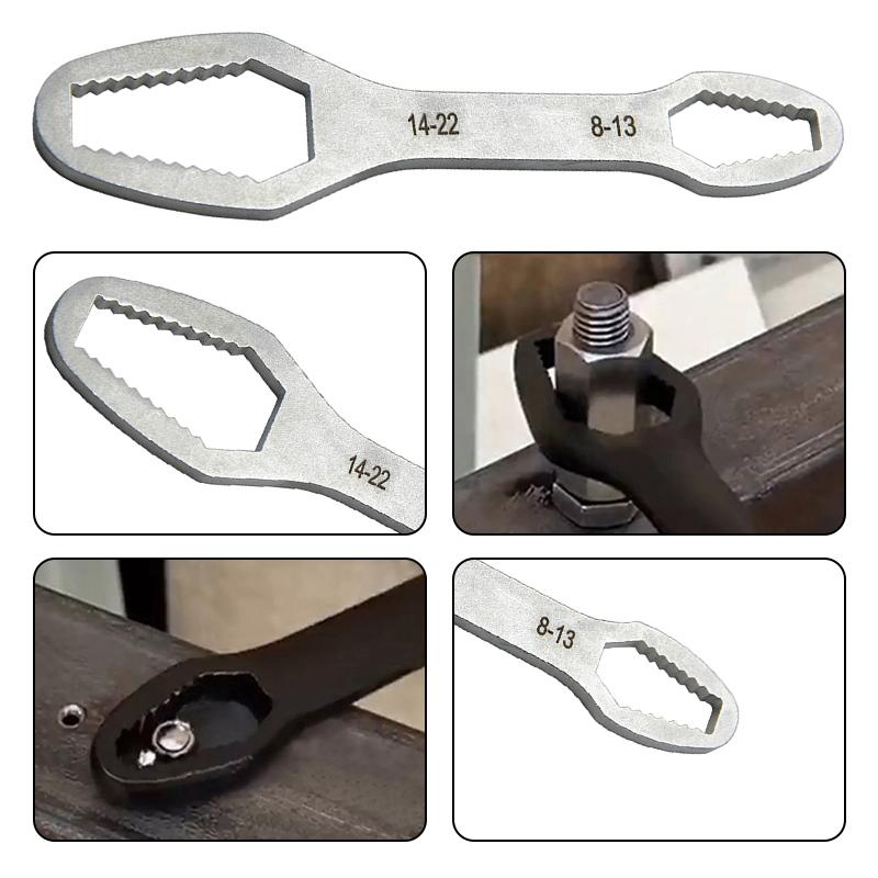 8 To 22 Silvery Multifunctional Double End Box Wrench Hexagon Double End Solid Wrench Screw and Nut Tool with Various Diameters