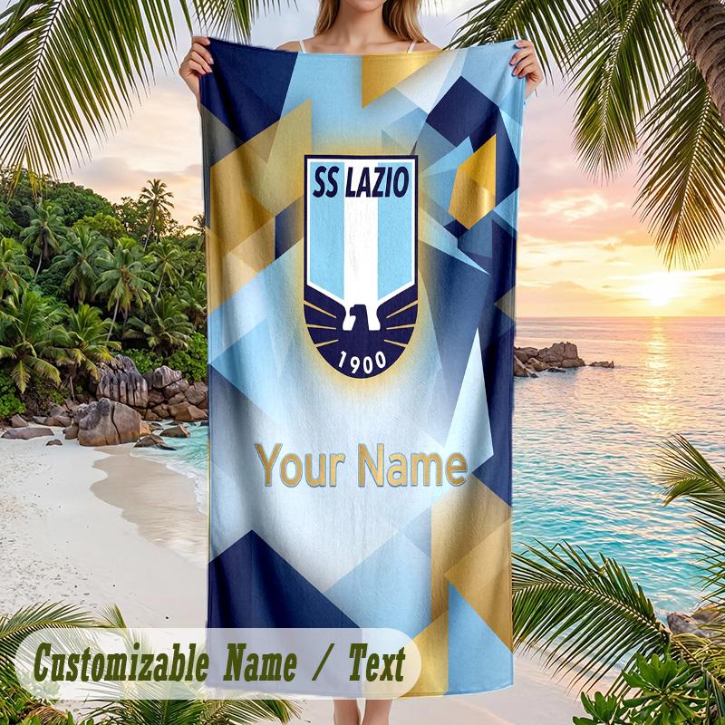 Beach Towel Lazio FC Print Custom Name Text Soft Towel for Swimming Pool