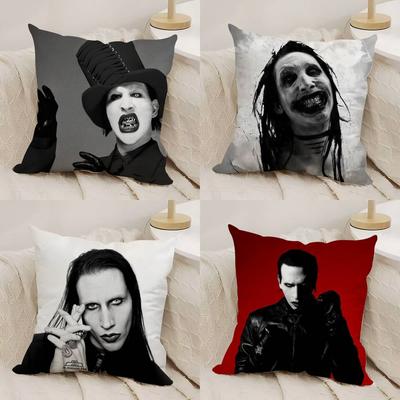 Pillow Case M-Marilyn M-Manson Home Dorm Chair Back Short Plush Double-Sided Printing Office Nap Time Cushion Cover