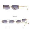 Rimless Cutting Square Sunglasses Women Men Luxury Brand Design Sun Glasses For Female Trend Fashion Vintage Metal Shades Uv400