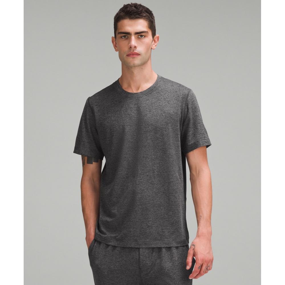

Lululemon Мягкая рубашка из джерси с коротким рукавом, меланж, черный, меланж, графитовый, серый XS