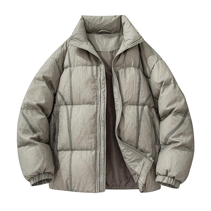 

Men s Stand-Collar Windproof Down Jacket – 90% White Duck Down, Velvet-Lined, Warm, Lightweight Winter Outerwear XL сірий колір