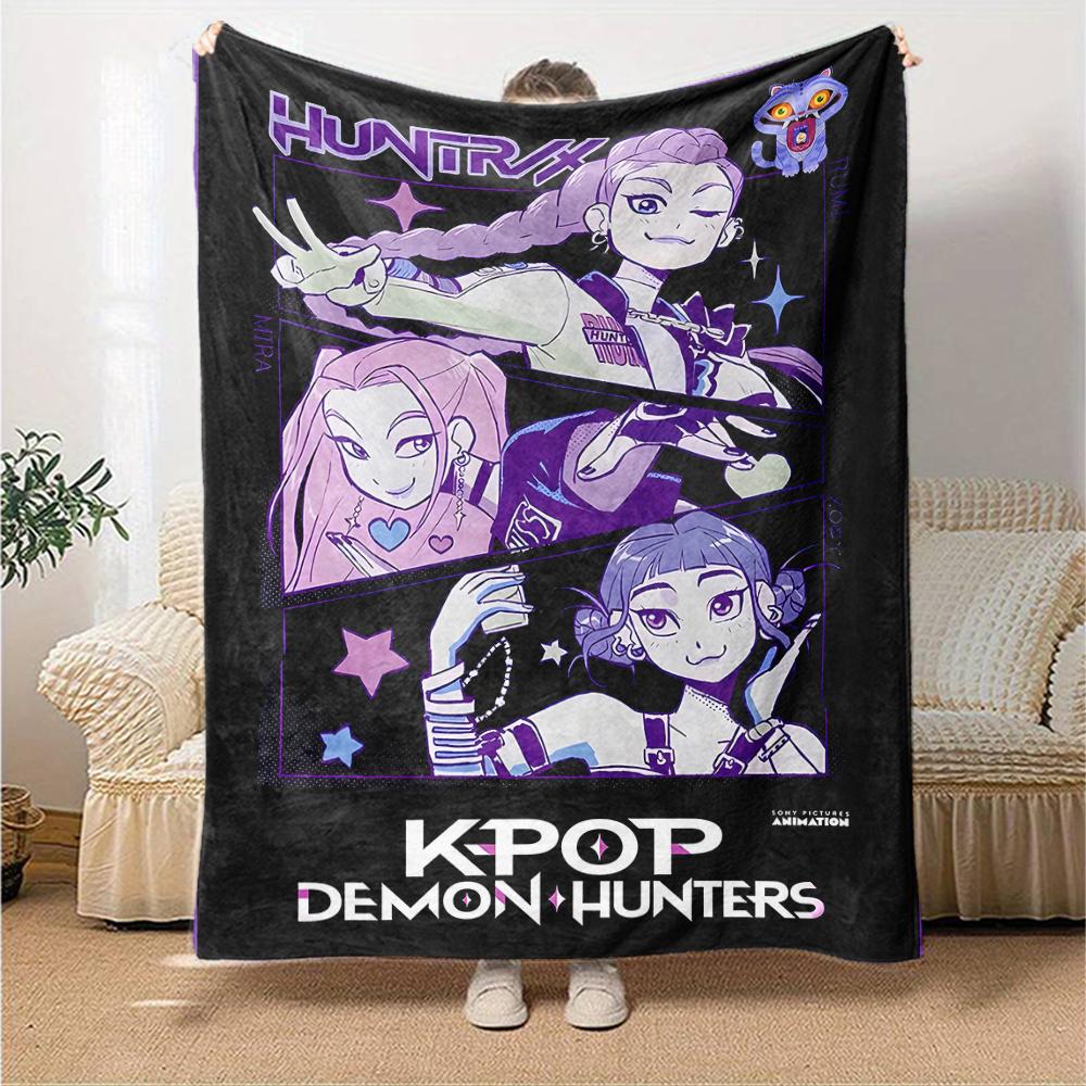 1pc KPop Demon Hunters30 Blanket, Gift, for Men and Women, Soft Blanket, Good for Sofa Bed Couch Travel, Lightweight Flannel Blanket