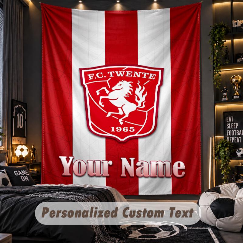 Wandteppich FC Twente Benutzerdefinierter Name Text Personalisierter Wandbehang Teppich Heimwanddekoration