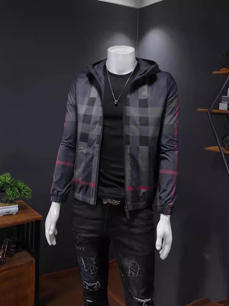 Pánský trendy károvaný pruhovaný kardigan bunda s kapucí - Evropský styl, Velké velikosti, Jaro/Podzim