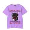 Kawaii Katze T-Shirts Tops Fass meinen Kaffee an, ich werde dich so hart schlagen Grafik T-Shirt Lustiges T-Shirt Mode Harajuku T-Shirt Streetwear