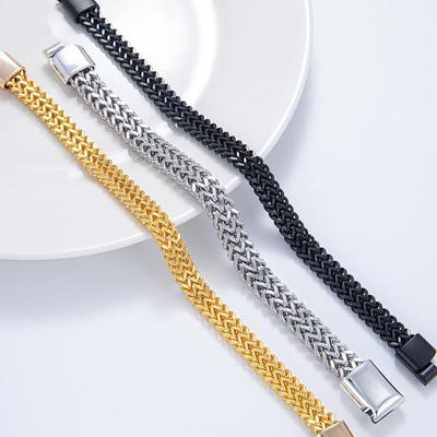 Cross-Border Hip Hop Stainless Steel Reversible Men's Bracelet - Stylish Cuban Punk Trend