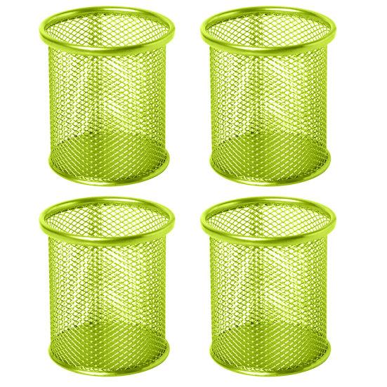 

4 шт. простой практичный круглый сетчатый металлический держатель для ручек, контейнер для хранения, контейнер для хранения зелёный