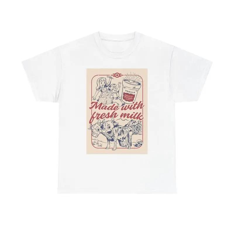 Made With Fresh Milk T Shirt Retro Vintage Heavy Cotton