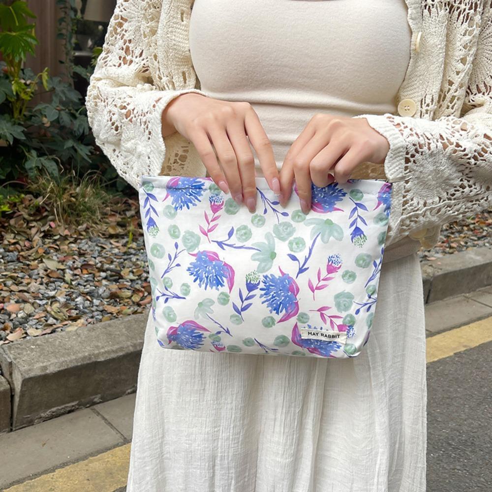 

Косметичка с цветочным принтом, дорожная косметичка, переносная косметичка для женщин и девочек 3