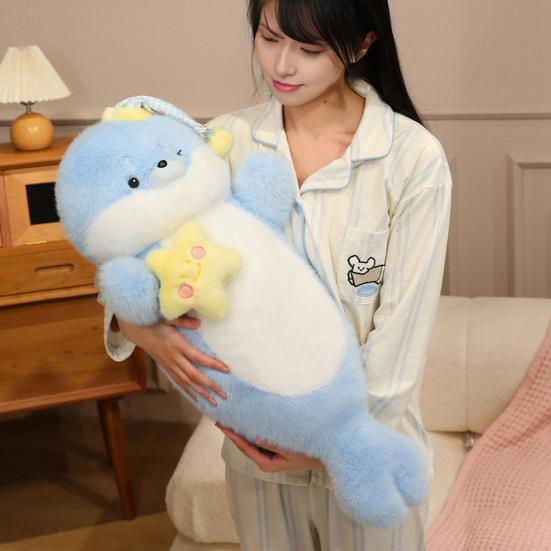 70CM Seal Doll Plush Body Pillow 70cm Soft Stuffed Elongated Seal Pillow for Sleeping Back