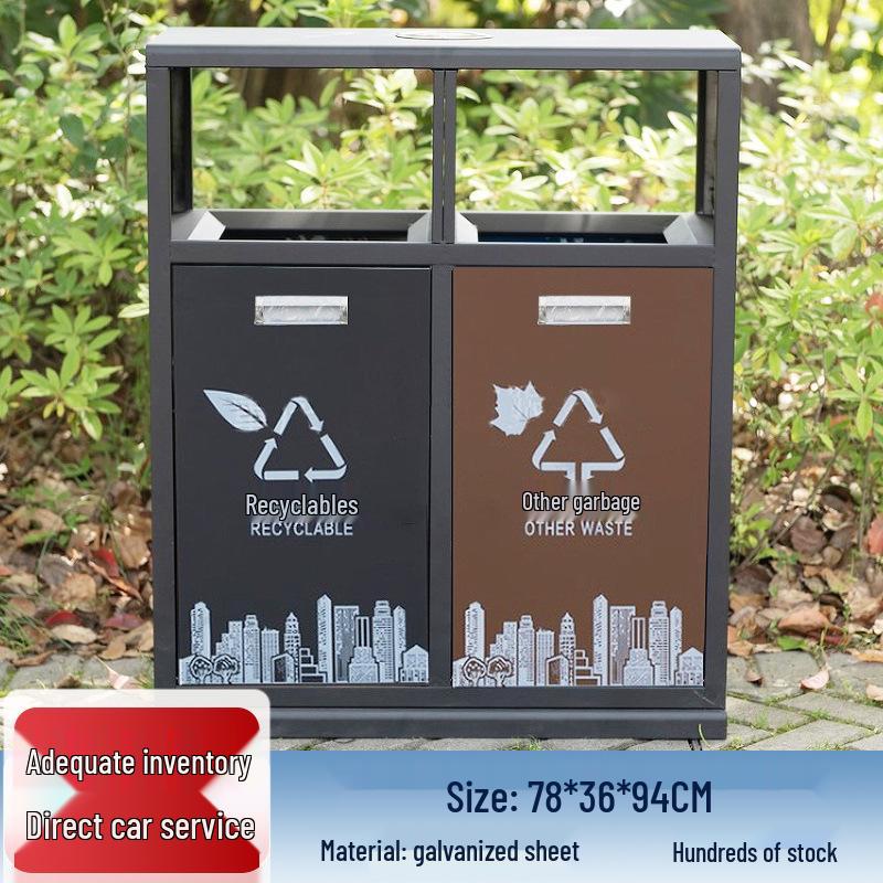 Stainless Steel Outdoor Park & Community Sorting Trash Can