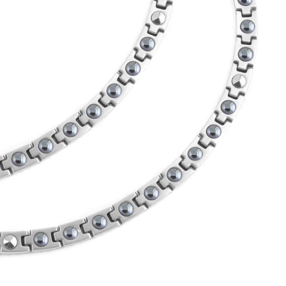 HAQI Pure Titanium Germanium Bracelet and Necklace Hematite Magnetic Static Elimination Bracelet Necklace Women's