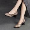 Johnature Scarpe con tacco alto a punta stile etnico Scarpe da donna con décolleté poco profonde in vera pelle retrò versatili