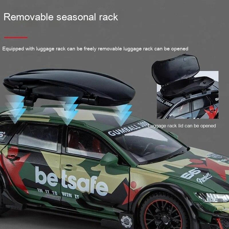 Mașină Model Aliaj Turnat Sub Presiune RS6 Racing Scară 1/24 - Articol Elegant de Colecție, Cadou Perfect pentru Iubit, Obiect de Colecție demn de Expus