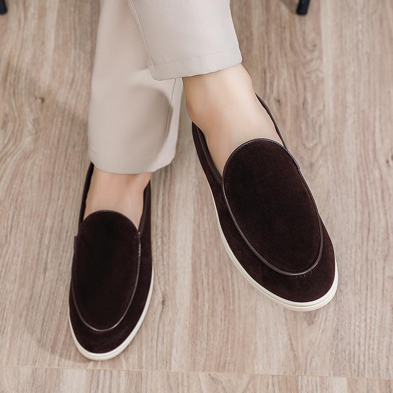 Fashion Men Loafers Business Shoes Suede Leather Soft Sole Male Casual Shoes Retro Flat Dress Shoes Moccasins Designer Slip on Men Shoe