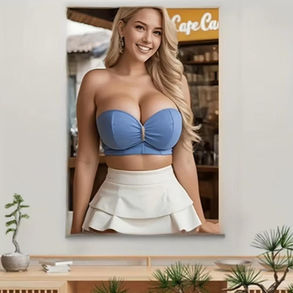 Iron Wall Art Blue Top Skirt Painting Modern Home Decor Living Room Gift