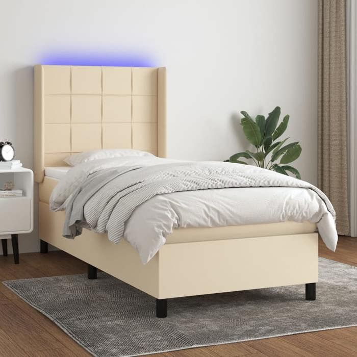 VidaXL Sommier à Lattes de Lit avec Matelas et LED, Lit Rembourré, Lit Simple, Lit Adulte de Chambre à Coucher Intérieur, 3138290