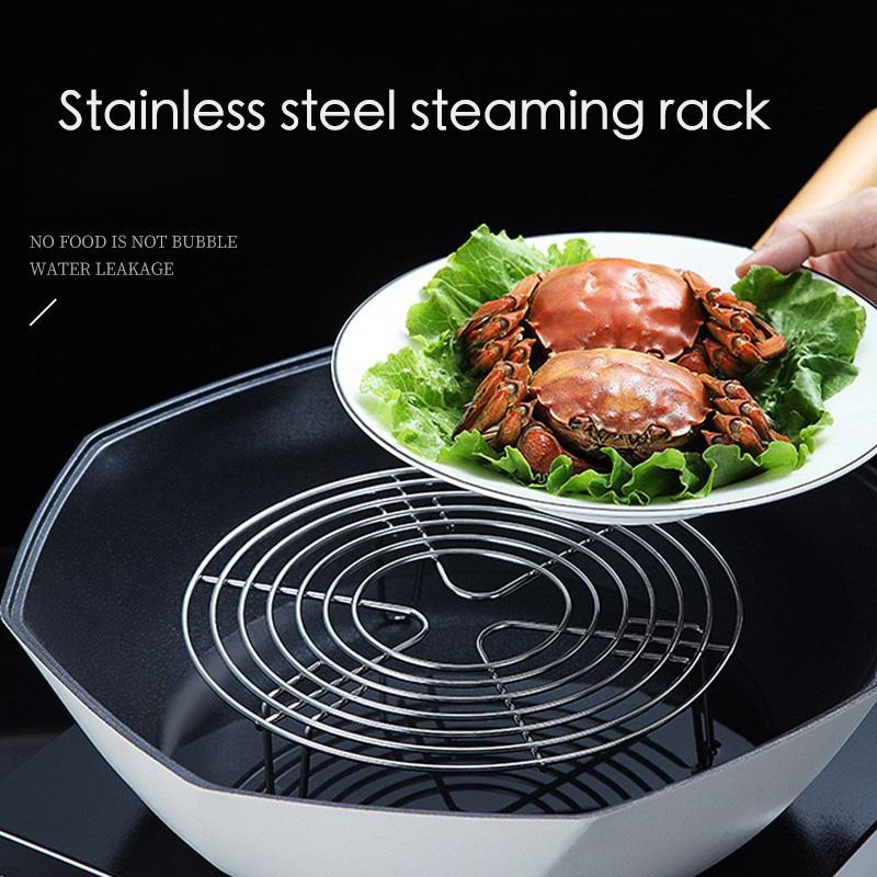 304 Rustfritt Stål Dampskinnstativ Dumplings Egg Mat Dampingbrett Rundt Kokekar Riskokere Airfryer Stativ Kjøkkenutstyr