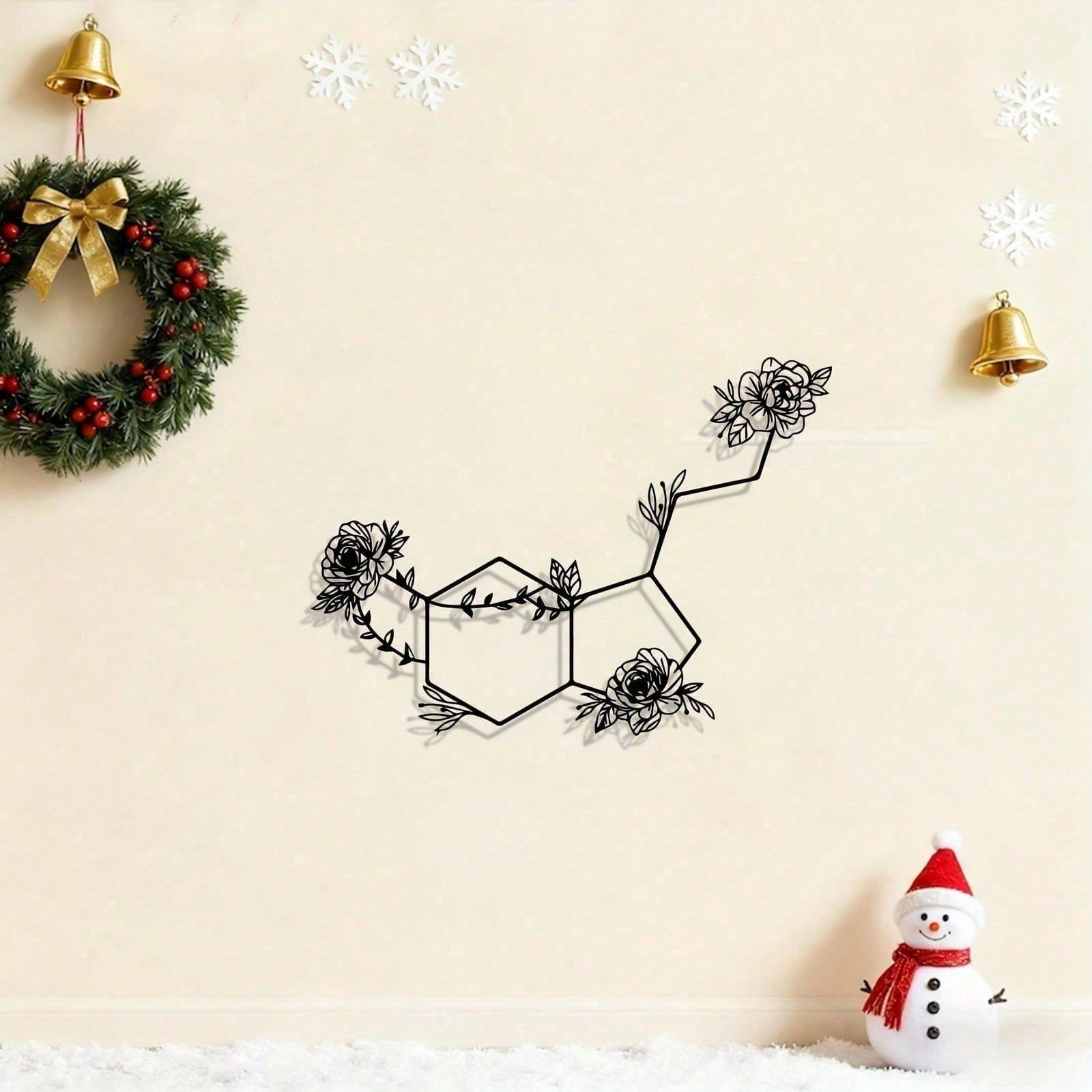 Metal Wall Art Adrenaline Molecule Boho Style Modern Wrought Iron Decor for Living Room
