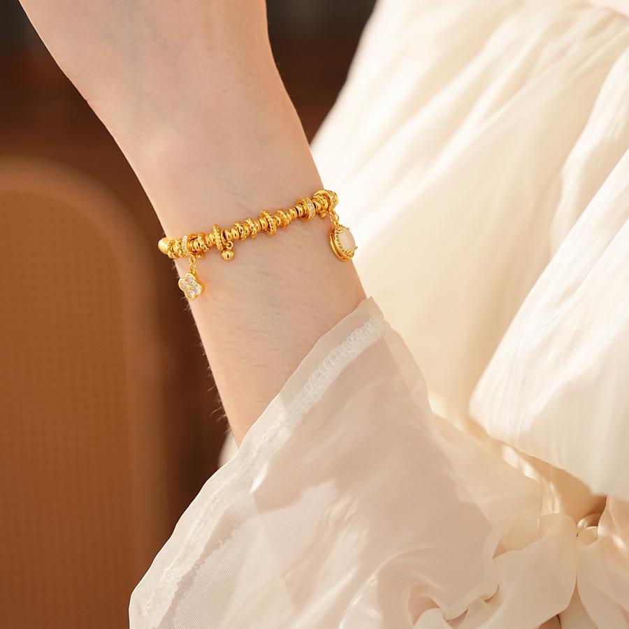 Zirkonharz Glücksklee Perle Oval Schnalle Armband Leichter Luxus High-End Schmuck Damen