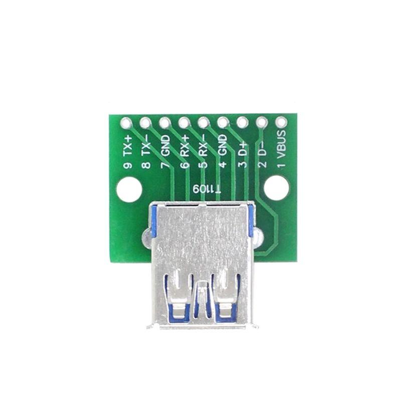 ABJI-1 PCS Usb 3.0 Female To Dip Pin Test Board Usb 3.0 To Dip Power Adapter Board Module Usb 3.0 Adapter Board Converter Green