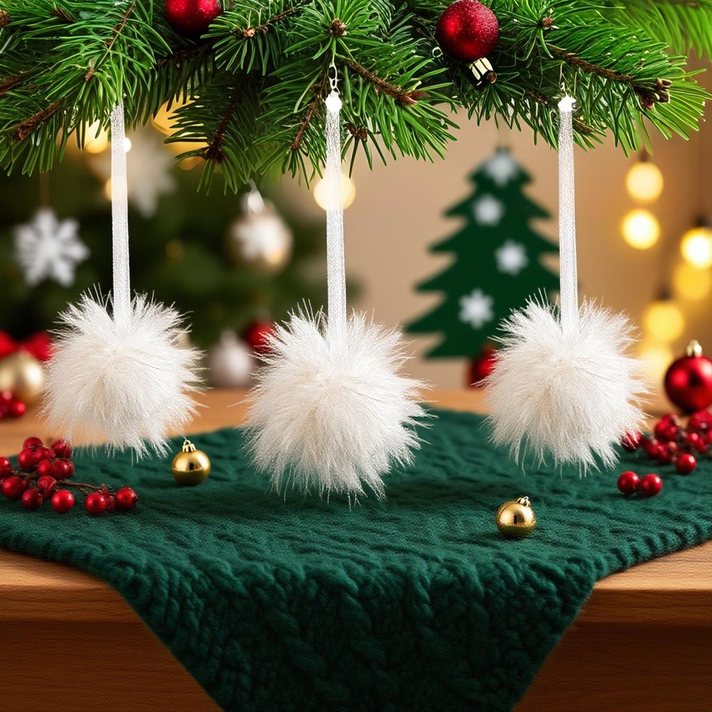 Christmas Decorations With Long Furry Balls